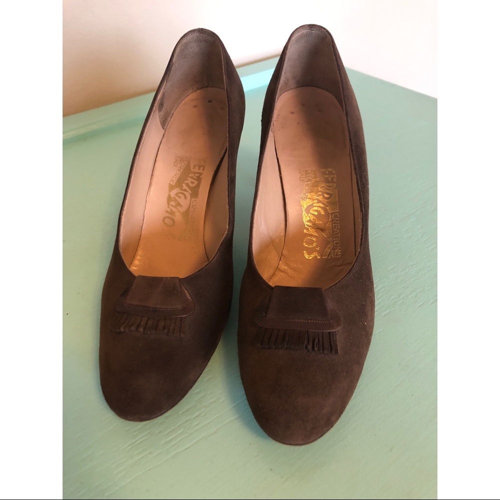 Vintage Brown Suede Salvatore Ferragamo Heels